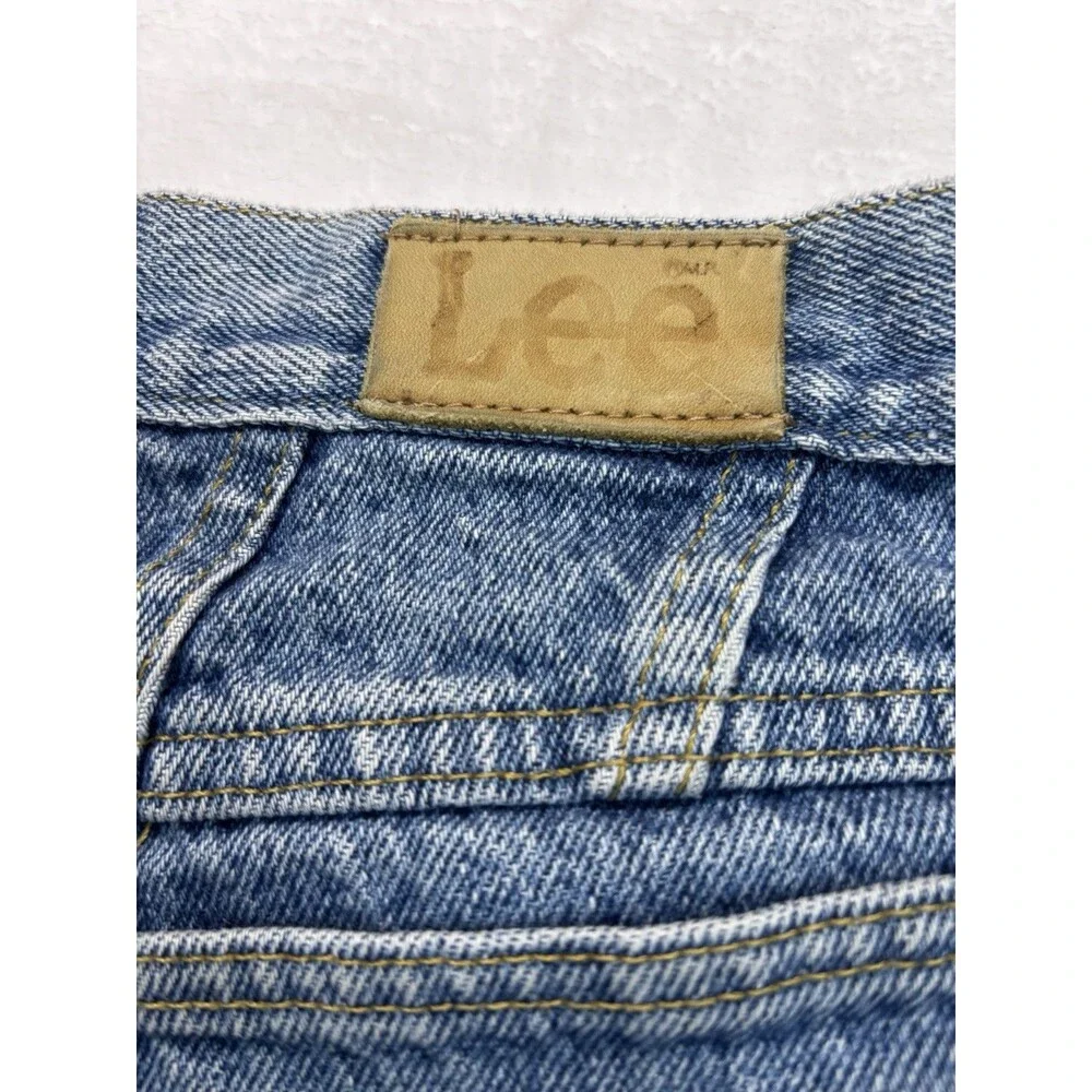 Vintage LEE Shorts 14 High Waist Light Wash Jean Denim Mom Made In USA 80's